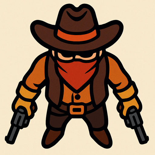 Top view enemy cowboy.
In-Game asset.  2d.  High contrast.  No shadows