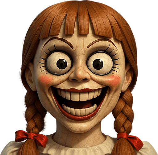 3D Scary but funny annabelle doll face meme.
In-Game asset.  3D.  High contrast.  No shadows
