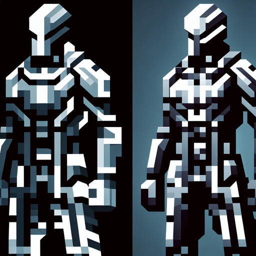 A player with human body but structure like block.
Single Game Texture. In-Game asset. 2d. Blank background. High contrast. No shadows.