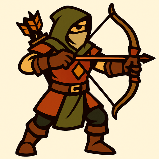 Okçu savaşçı.
In-Game asset.  2d.  High contrast.  No shadows