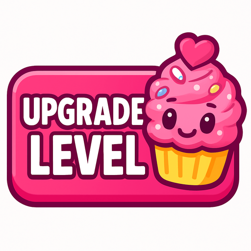 button upgrade level of business is sweetie
In-Game asset.  2d.  High contrast.  No shadows