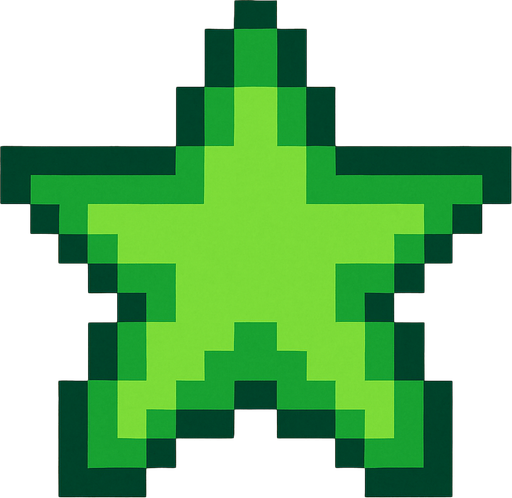 2d star pixel art green.
In-Game asset.  2d.  High contrast.  No shadows