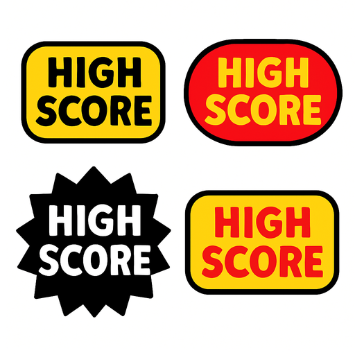 Pack of High score button.
In-Game asset.  2d.  High contrast.  No shadows