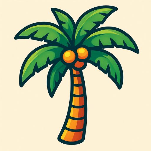 Palm tree.
In-Game asset.  2d.  High contrast.  No shadows