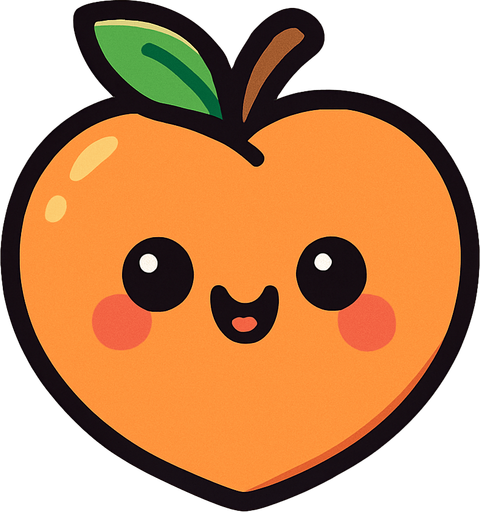 Peach with cute face.
In-Game asset.  2d.  High contrast.  No shadows