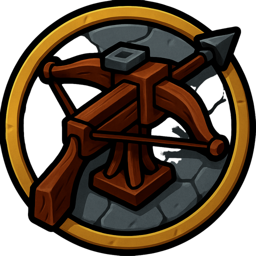 Rock and wood circle, decorated with a ring of gold. The turret is a huge heavy crosbow