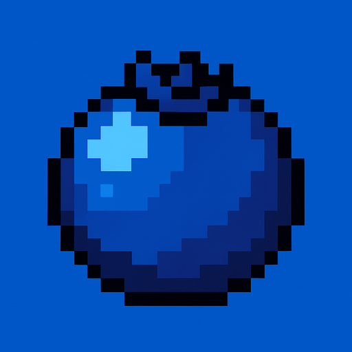 Blueberry 8 bit.
In-Game asset.  2d.  High contrast.  No shadows