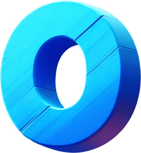 A large letter 'O' as in tic tac toe, coloured blue.
Single Game Texture.  In-Game asset.  2d.  Blank background.  High contrast.  No shadows
