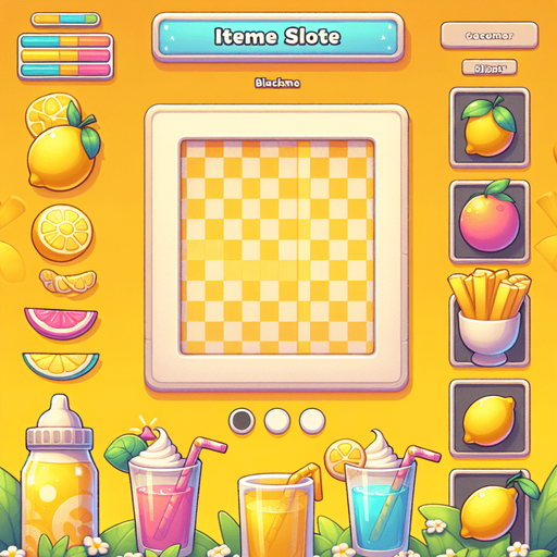 A  background gui element for an item in an ingame shop, in a light, lemonade and drinks inspired summer theme..
Single Game Texture. In-Game asset. 2d. Blank background. High contrast. No shadows.