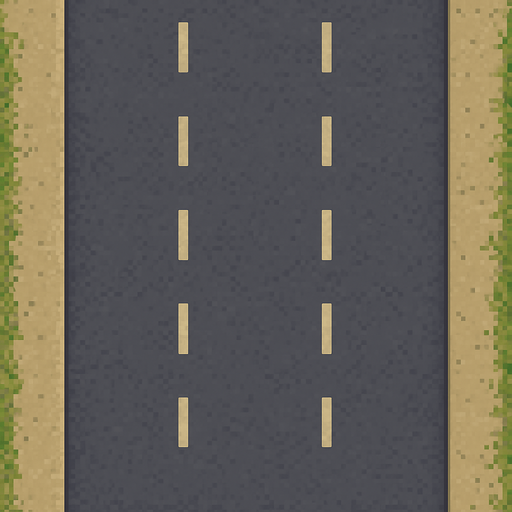 pixel art 2d road 3 lane top view no lane