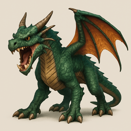 Different standing dragons on four legs, looking down. HD colors. the dragon is opened mouth like he is ready to shout. 
Single Game Texture. In-Game asset. 3D. Blank background. High contrast. No shadows.