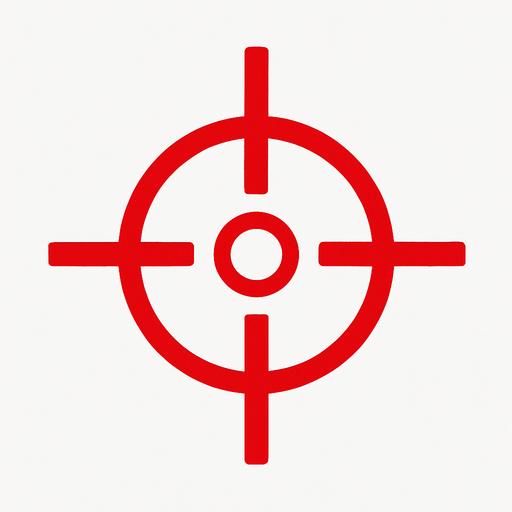 Red crosshair.
In-Game asset.  2d.  High contrast.  No shadows