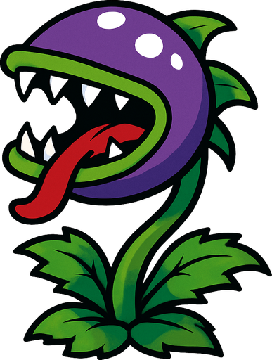 Planta piraña de plantas vs zombies.
In-Game asset.  2d.  High contrast.  No shadows