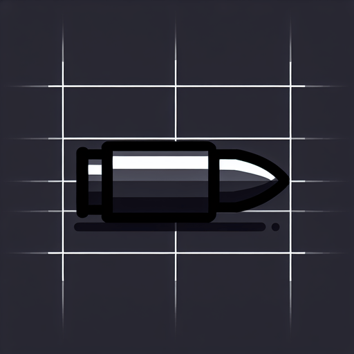 horizontal chinbi gun bullet.
Single Game Texture.  In-Game asset.  2d.  Blank background.  High contrast.  No shadows