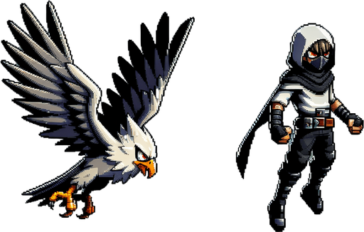 dangerous bird teen soldier mario bird, flying on air ,grey and black villain gliding on air.
Single Game Texture.  In-Game asset.  2d.  Blank background.  High contrast.  No shadows