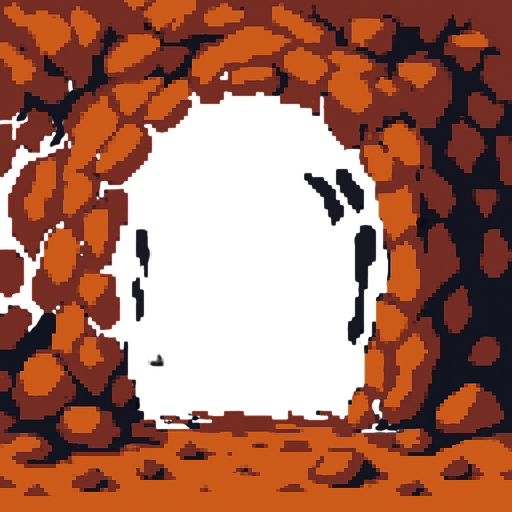 2d pixel cave'view from outside.
In-Game asset.  2d.  High contrast.  No shadows
