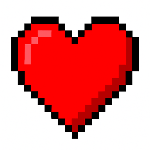 red heart.
In-Game asset.  2d.  High contrast.  No shadows. pixel art
