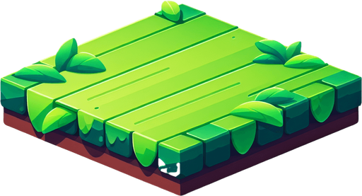 2d flat leaf green horizontal platform.
Single Game Texture. In-Game asset. 2d. Blank background. High contrast. No shadows.