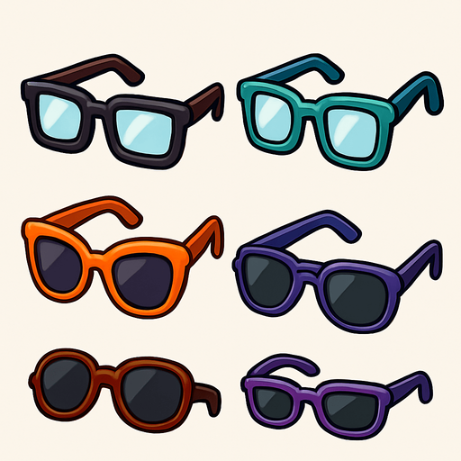 Pack of different glasses.
In-Game asset.  High contrast.  No shadows. 3D