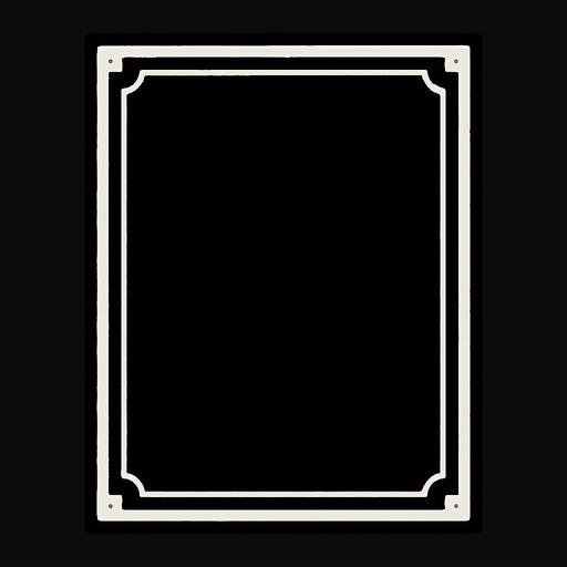 Black rectancle with simple white lined frame.
In-Game asset.  2d.  High contrast.  No shadows