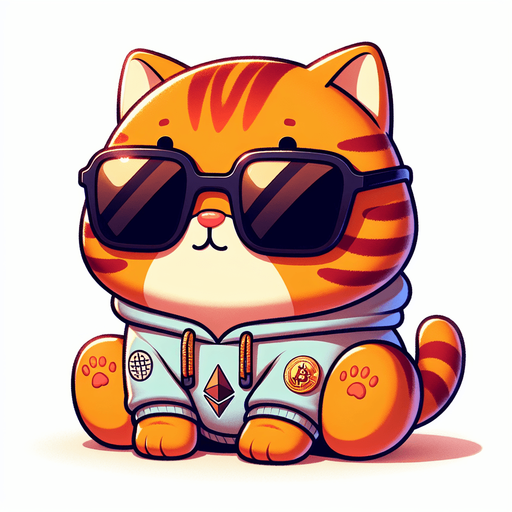The character in the image evolves into an Ethereum blockchain developer, while maintaining its cartoon-style charm as an orange tabby cat with vivid stripes. Its round face, framed by a pair of oversized, round, dark opaque sunglasses, suggests a keen focus on the digital world. The cat's compact, chubby form, accentuated by its small body relative to its head, now symbolizes a blend of cuteness and intellectual curiosity. Clad in a simple, light-colored hoodie with a drawstring, the attire is subtly updated with Ethereum logos and blockchain-related motifs, hinting at its specialized coding expertise. In one paw, it might hold a miniature smart contract or a digital token, representing its involvement in Ethereum development. Positioned comfortably with its paws in front, the cat sits in a posture that combines relaxation with readiness, embodying the spirit of a developer poised to innovate within the Ethereum ecosystem. This adaptation retains the playful and whimsical essence of the original character, making it an ideal figure for stories or platforms that aim to introduce children to the complexities of blockchain technology in an accessible and engaging manner..
Single Game Texture. In-Game asset. 2d. Blank background. High contrast. No shadows.