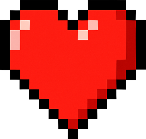 pixel heart.
In-Game asset.  2d.  High contrast.  No shadows