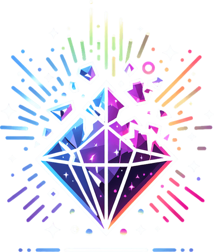 Shattered Prism Icon:

A cracked prism emitting chaotic light beams, symbolizing untapped magical potential..
Colors: Neon purple and silver with multicolored light fragments.