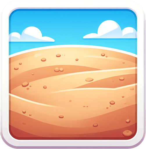 cartoon beach background. only the sand..
Single Game Texture. In-Game asset. 2d. Blank background. High contrast. No shadows.