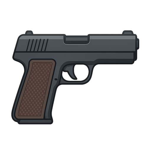 this gun should look at the better version and to the right side. No background. Transparent background. Blank background. No shadows. 2d. In-Game asset. flat