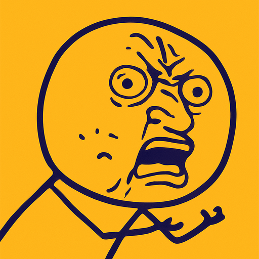 Upit meme face.
In-Game asset.  2d.  High contrast.  No shadows