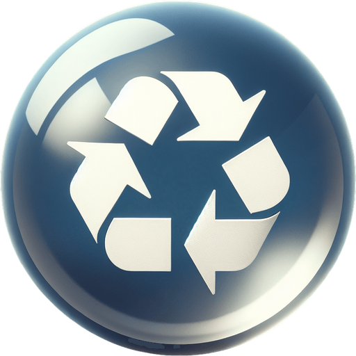 a bonus crystal ball with the recycle symbol.
Single Game Texture. In-Game asset. 2d. Blank background. High contrast. No shadows.