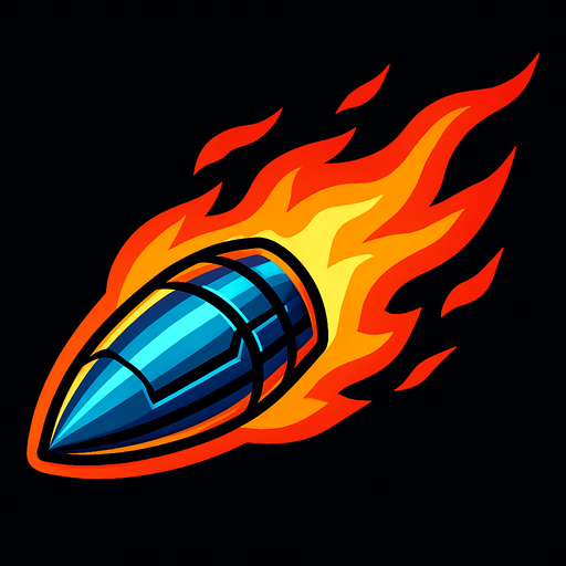 Bala de fuego futurista.
In-Game asset.  2d.  High contrast.  No shadows
