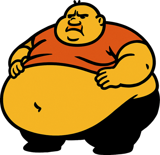 a lot fat.
In-Game asset.  2d.  High contrast.  No shadows