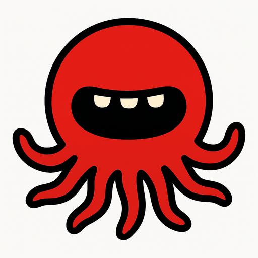 tentacled red circle with a mouth and no eyes.
In-Game asset.  2d.  High contrast.  No shadows. Very simple