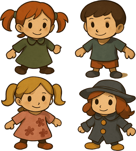 These dolls in professor Layton game art style