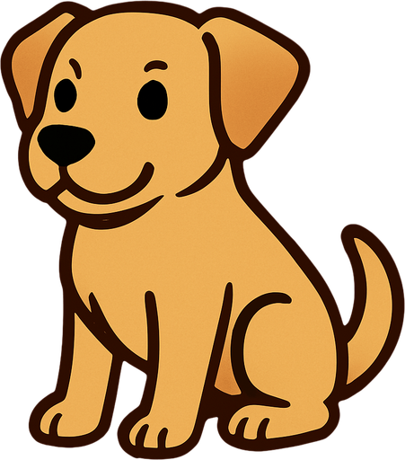 dog with black background.
In-Game asset.  2d.  High contrast.  No shadows