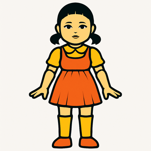 Make A Body With Like Squid Game Doll.
In-Game asset.  2d.  High contrast.  No shadows