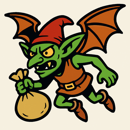 uçan goblin yağmacı.
In-Game asset.  2d.  High contrast.  No shadows