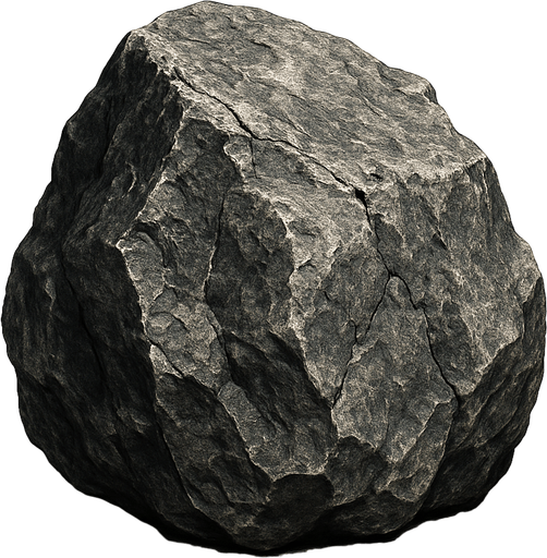 una roca ultra realista.
In-Game asset.  2d.  High contrast.  No shadows