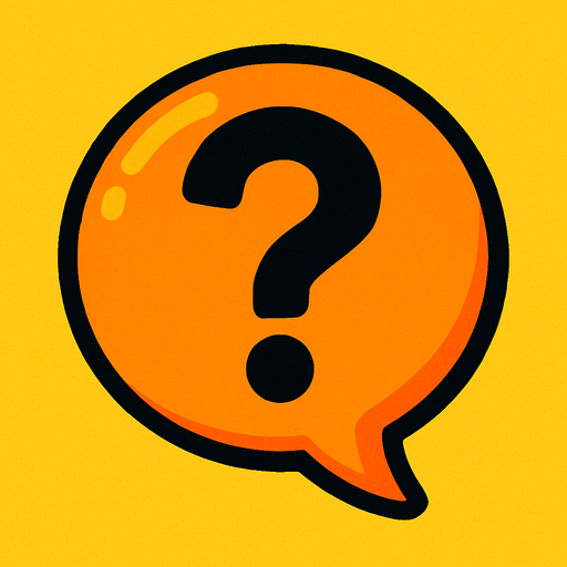 Orange bubble with question mark.
In-Game asset.  2d.  High contrast.  No shadows