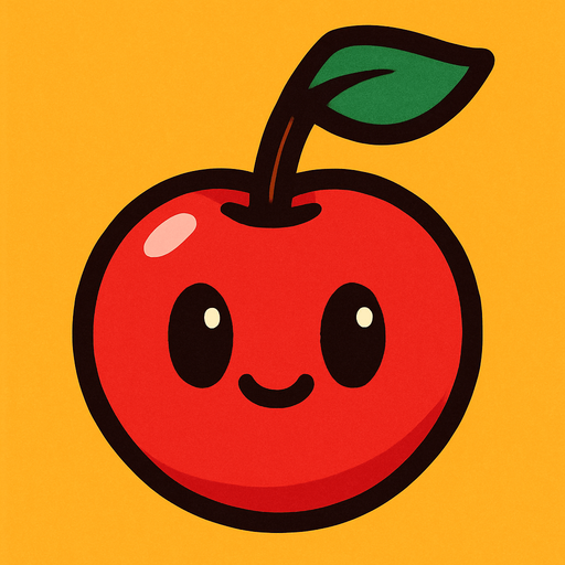 Cherry 
 with face.
In-Game asset.  2d.  High contrast.  No shadows