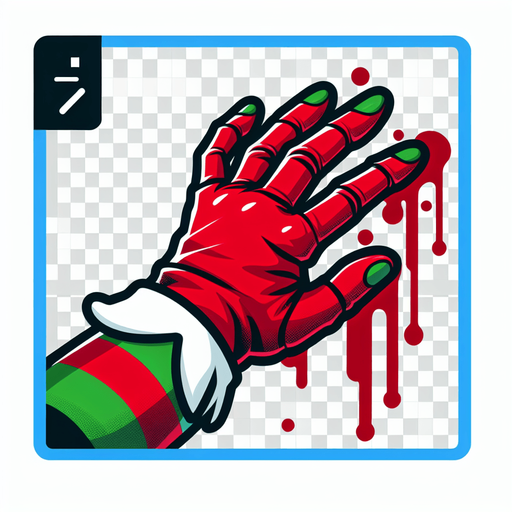 bloody christmas elf glove tapping at screen clipart. Just the glove.
Single Game Texture. In-Game asset. 2d. Blank background. High contrast. No shadows.
