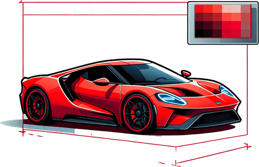 Red car 2D.
Single Game Texture. In-Game asset. 2d. Blank background. High contrast. No shadows.