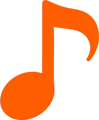 turuncu renkte 2d mi notasini yarat.
In-Game asset.  2d.  High contrast. no shadows