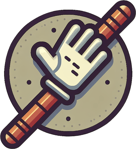 A glove on a stick.
Single Game Texture.  In-Game asset.  2d.  Blank background.  High contrast.  No shadows
