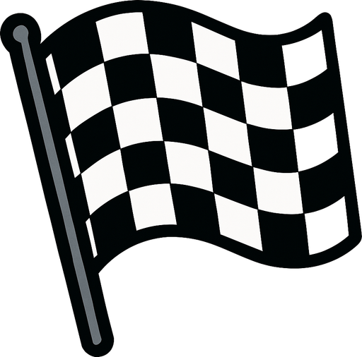 Imagen de bandera de carrera.
In-Game asset.  2d.  High contrast.  No shadows