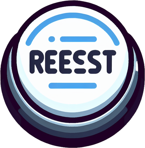 a button saying 'reset'.
In-Game asset. 2d. Blank background. High contrast.