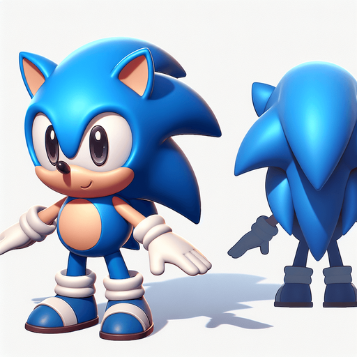 Baby Sonic.
Single Game Texture. In-Game asset. 2d. Blank background. High contrast. No shadows.