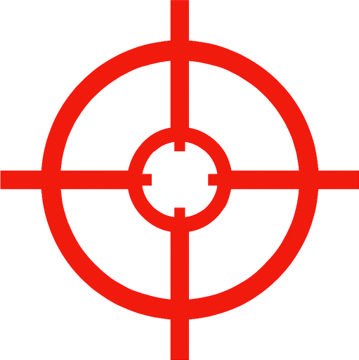 Red crosshair.
In-Game asset.  2d.  High contrast.  No shadows