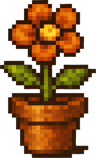 Maceta con una flor, pixel art metal slug.
In-Game asset.  2d.  High contrast.  No shadows